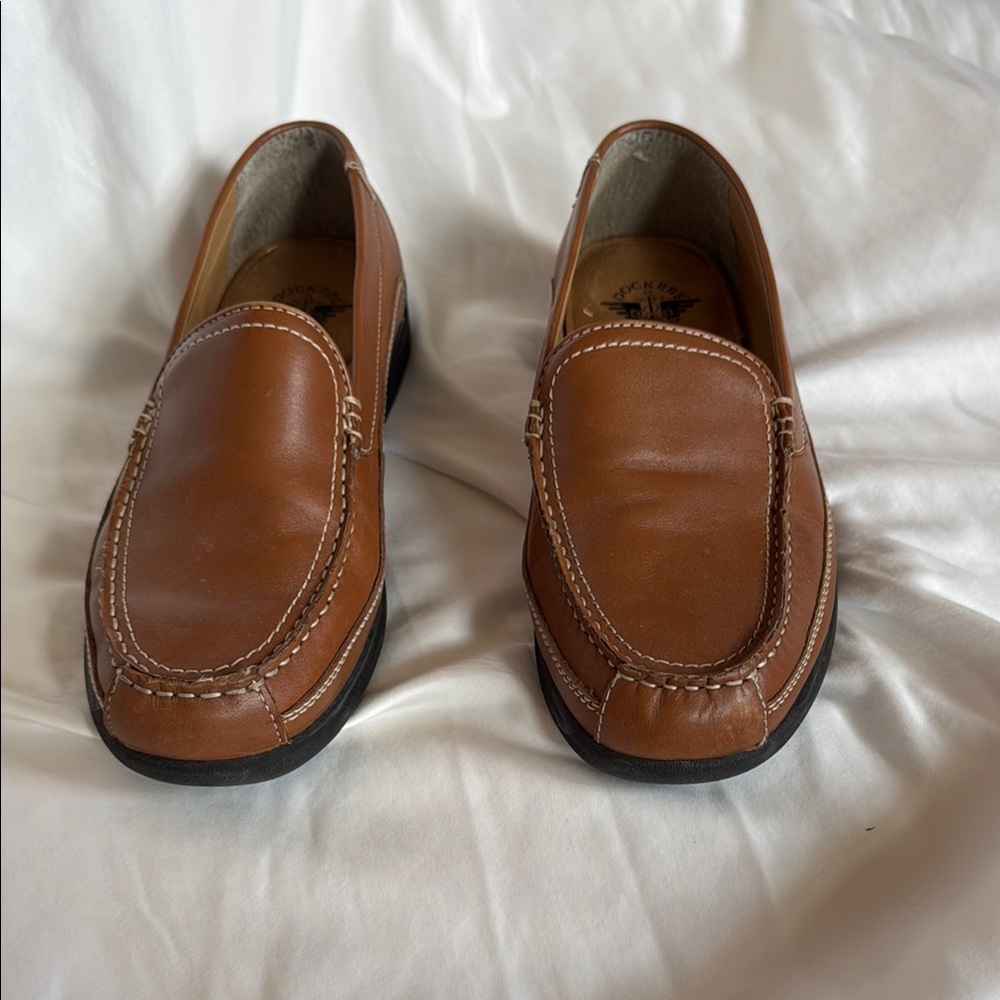 Dockers Brown Leather Slip-On Loafers Moccasin Style